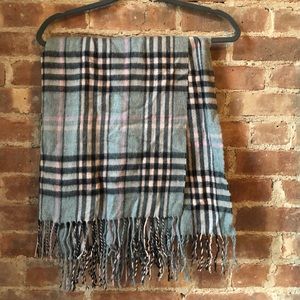 Gray And Pink Plaid Scarf